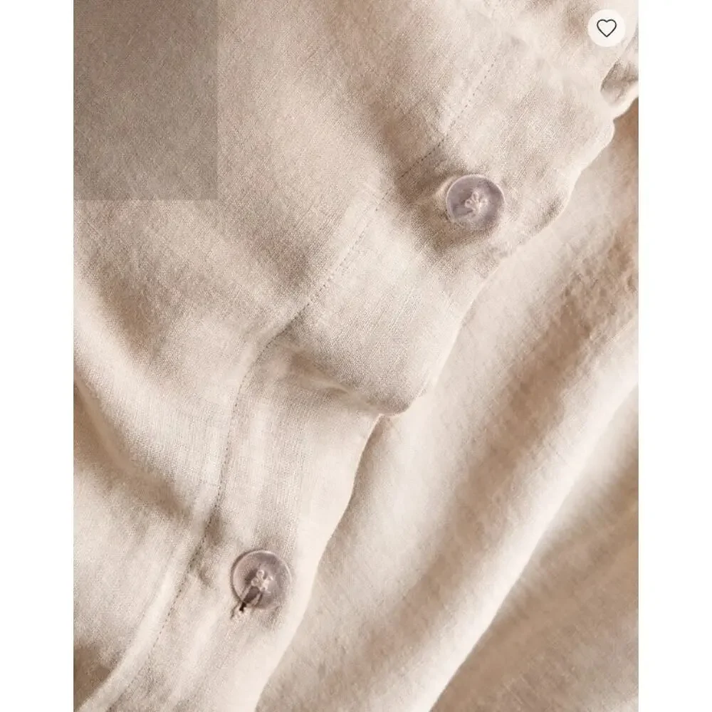 Quince Linen Duvet Cover in Beige Size Queen